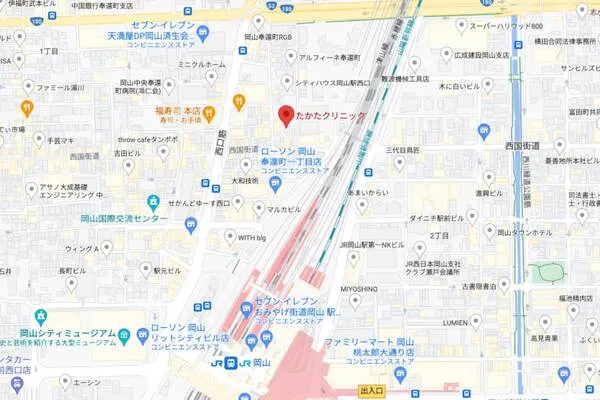 岡山駅西口周辺の地図